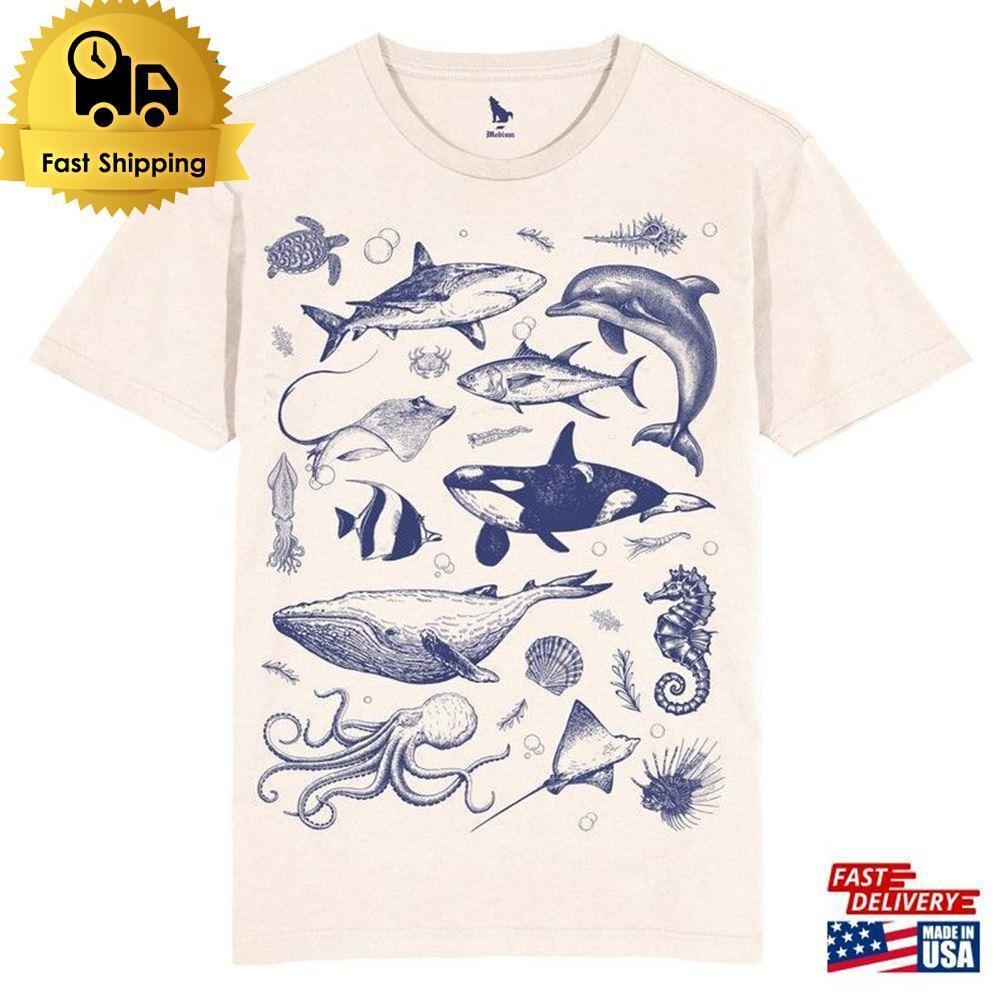 Ocean Nature T Shirt  90S Tattoo Sea Animal Tshirt Classic